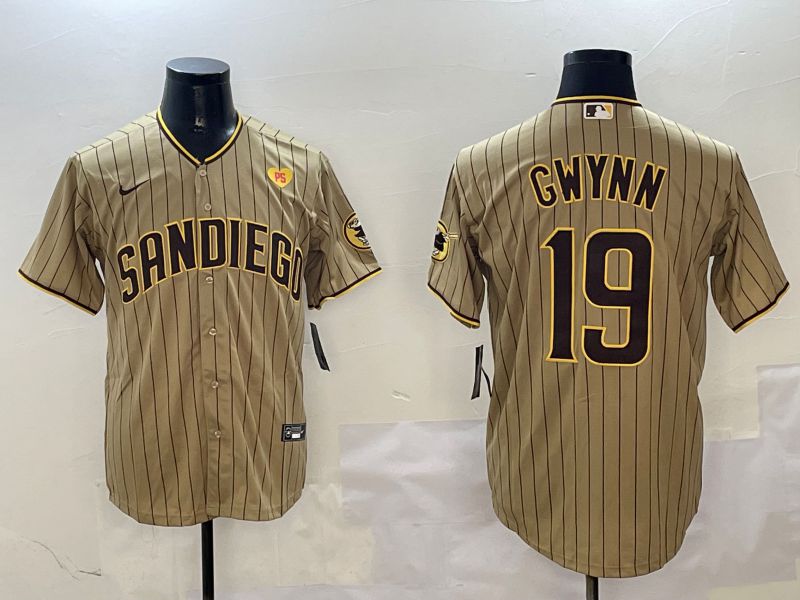 Men San Diego Padres 19 Gwynn Brown Stripe Game 2025 Nike MLB Jersey style 9